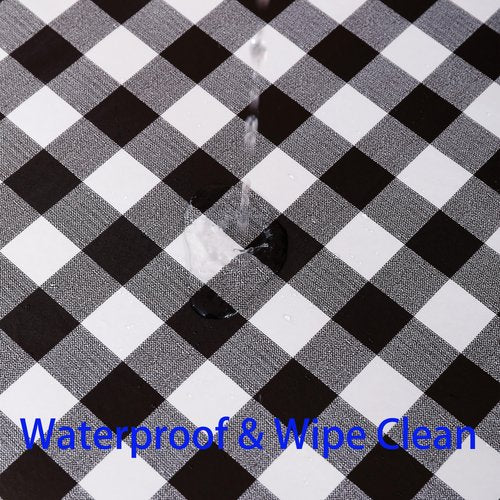 Heavy Duty Vinyl Tablecloth with Flannel Backing Waterproof Oil-Proof Plastic Table Cloth Stain-Resistant Wipeable Rectangle or Square Table Cover for Indoor and Outdoor (Black Checkered, 54x54 Inch)