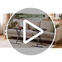 Rustic Brown Folding TV Tray Tables Set of 2 - No Assembly, Metal Rims