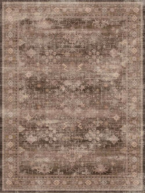 Hazo Haus Brown 9x12 Living Room Rug - Vintage Western Eclectic Design | Washable Non-Slip Area Rug