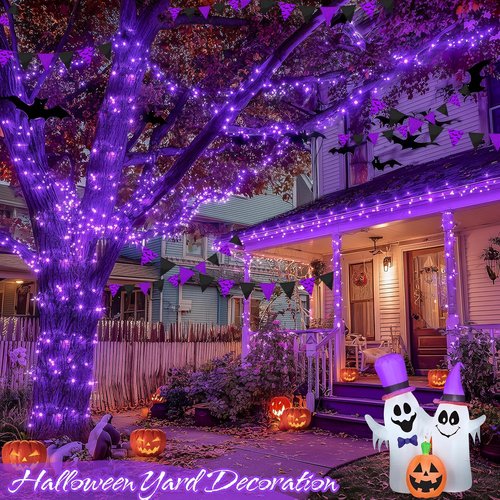 JMEXSUSS 200 LED Purple Christmas Lights - 66ft Connectable String Lights with 8 Modes for Indoor/Outdoor Decor