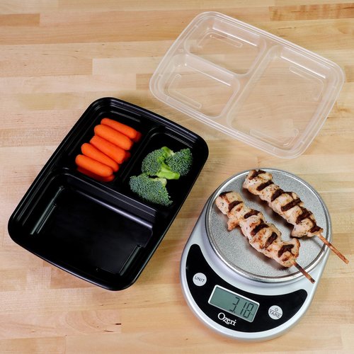 Freshware Meal Prep Containers - 50 Pack 3-Compartment Food Storage with Lids | BPA-Free, Stackable, Microwave Safe (24 oz)