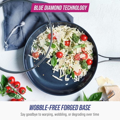 Blue Diamond Cookware 11-Inch Hard Anodized Ceramic Nonstick Frying Pan - PFAS-Free, Dishwasher & Oven Safe, Grey