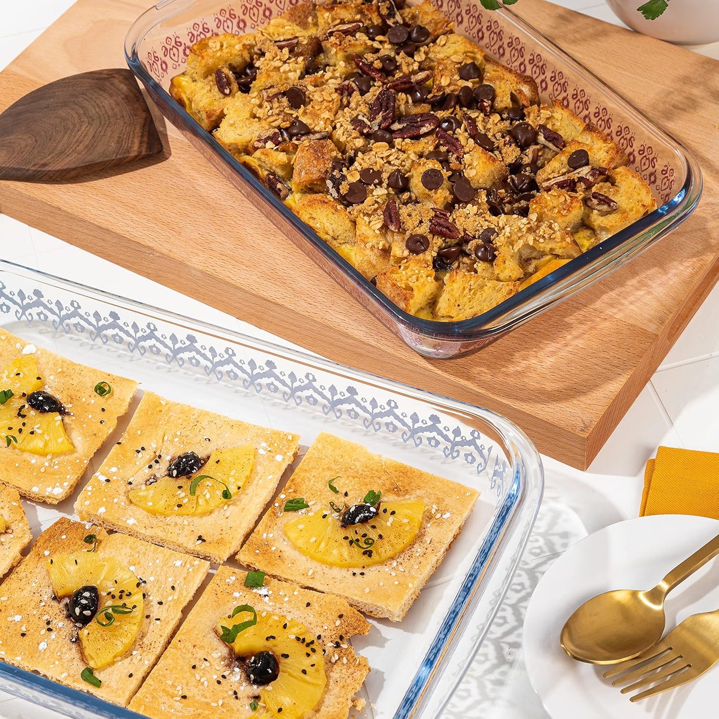Tia Mowry Spice Cloves - 3.1 QT & 2.3 QT Borosilicate Glass Bakeware Set | Oven, Dishwasher & Microwave Safe