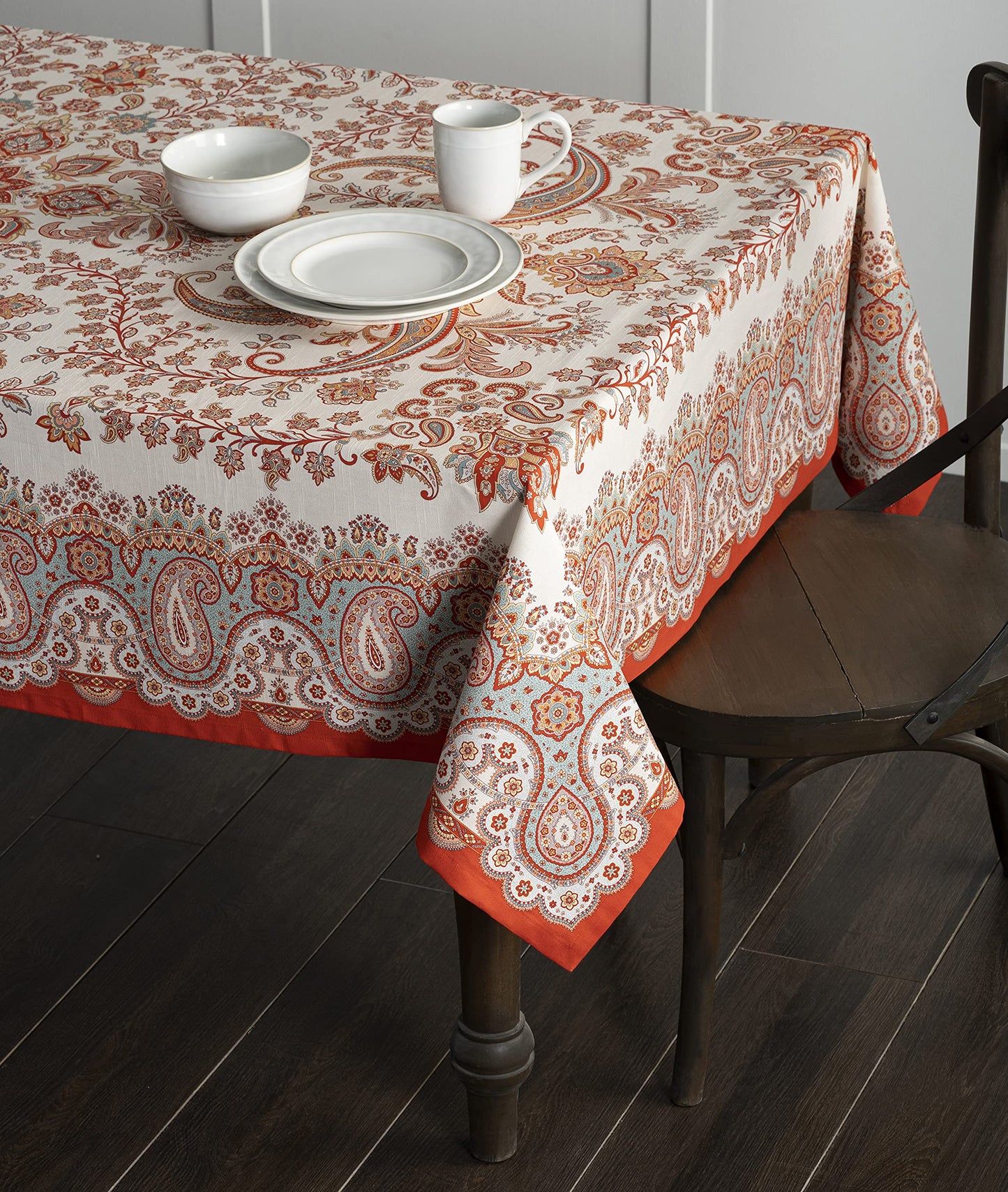 Maison d' Hermine Table Cloth Rectangle Table 100% Cotton 54 x 72 Inches Fall Tablecloth Reusable Everyday Use for Thanksgiving Christmas Decorations Dining Farmhouse Party (Cachemire)