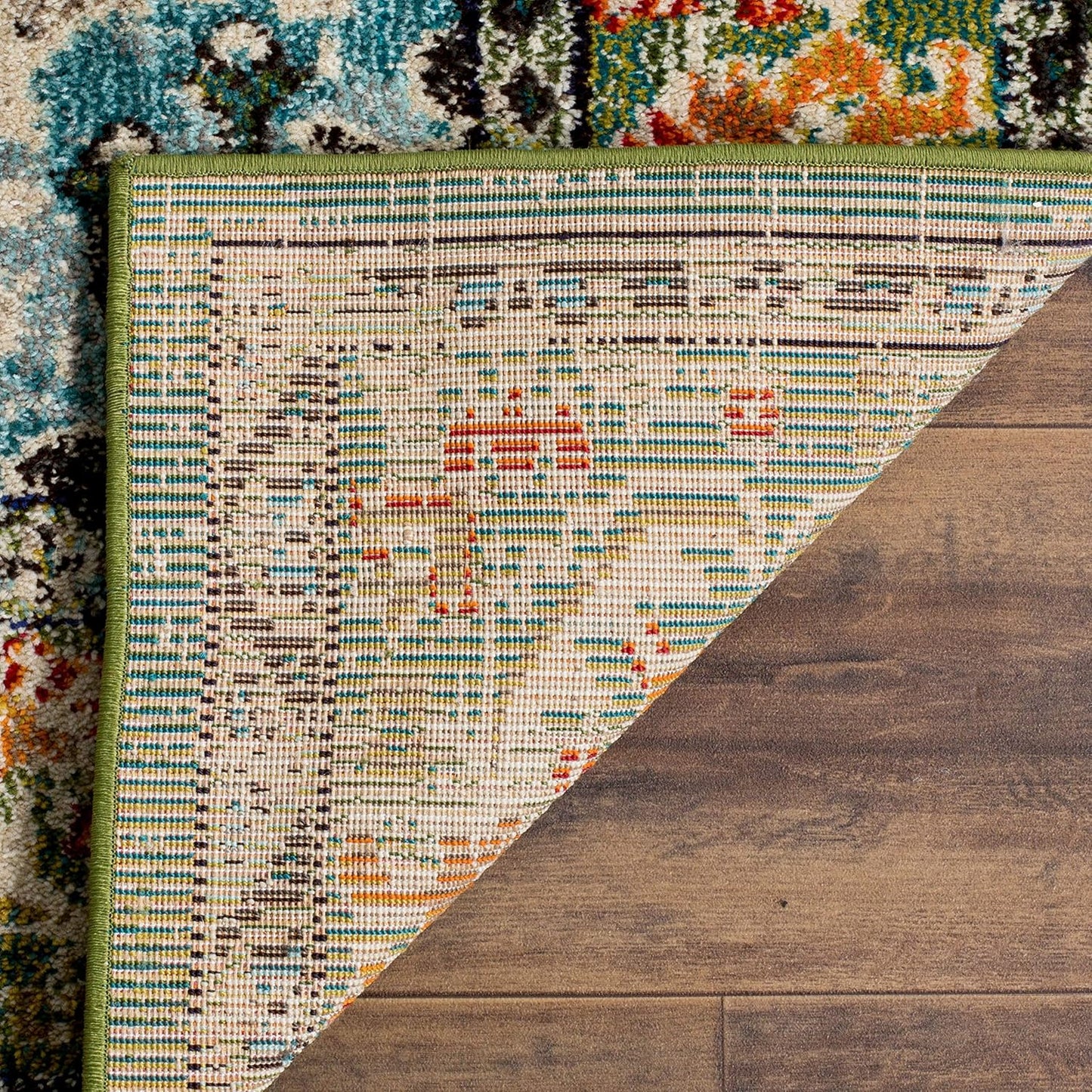 SAFAVIEH Monaco Collection Area Rug - 8' x 10', Forest Green & Light Blue, Non-Shedding, Easy to Clean | Distressed Medallion Design for Living Room & Bedroom