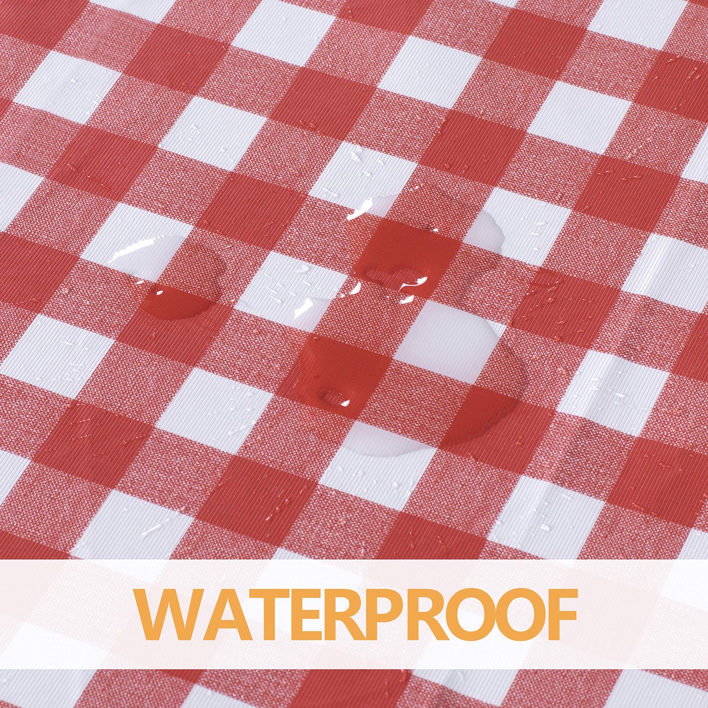 sancua Checkered Vinyl Square Tablecloth - 54 x 54 Inch - 100% Waterproof Oil Proof Spill Proof PVC Table Cloth, Wipe Clean Table Cover for Dining Tables, Buffet Parties and Camping, Red and White