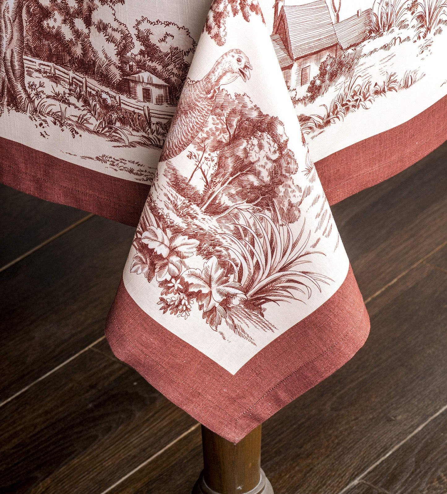Maison d' Hermine Table Cloth Rectangle Table 100% Cotton 60 x 120 Inches Fall Tablecloth Reusable Everyday Use for Thanksgiving Christmas Decorations Dining Farmhouse Party (Holy Jouy - Brown)
