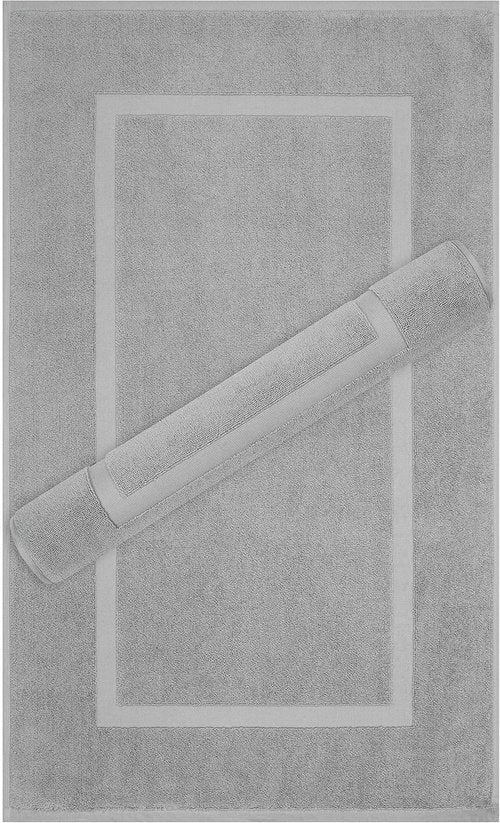 Cotton Paradise 100% Cotton Bath Mats - Soft, Absorbent, Quick-Dry Set of 2 | Light Gray 20x34 Inches