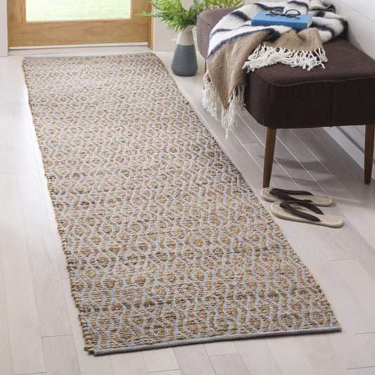 SAFAVIEH Cape Cod Collection Runner Rug - 2'3" x 8', Silver & Natural, Handmade Flat Weave Jute, Ideal for High Traffic Areas in Living Room, Bedroom (CAP821J)