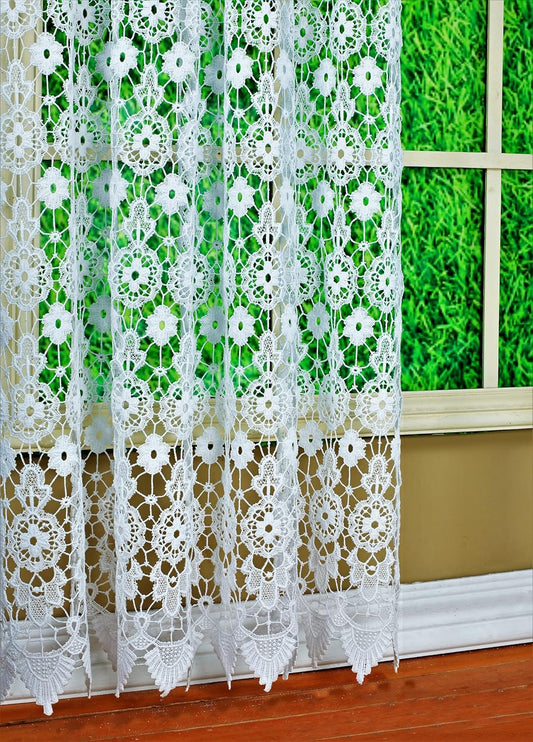 Today's Curtain Medallion Macramé Panel 72",White,48W x 72L