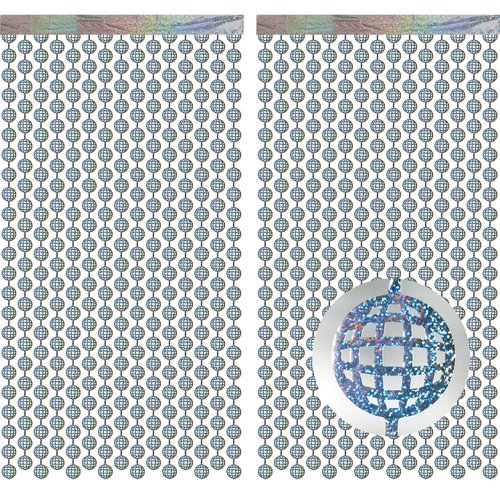 Disco Dancing Ball Shaped Party Backdrop - GREATRIL Prom Fringe Curtain Backdrop with Sparking Surface for Birthday Disco Graduation New Year Party Decoration - 3.2ft x 6.5ft - 2 Packs