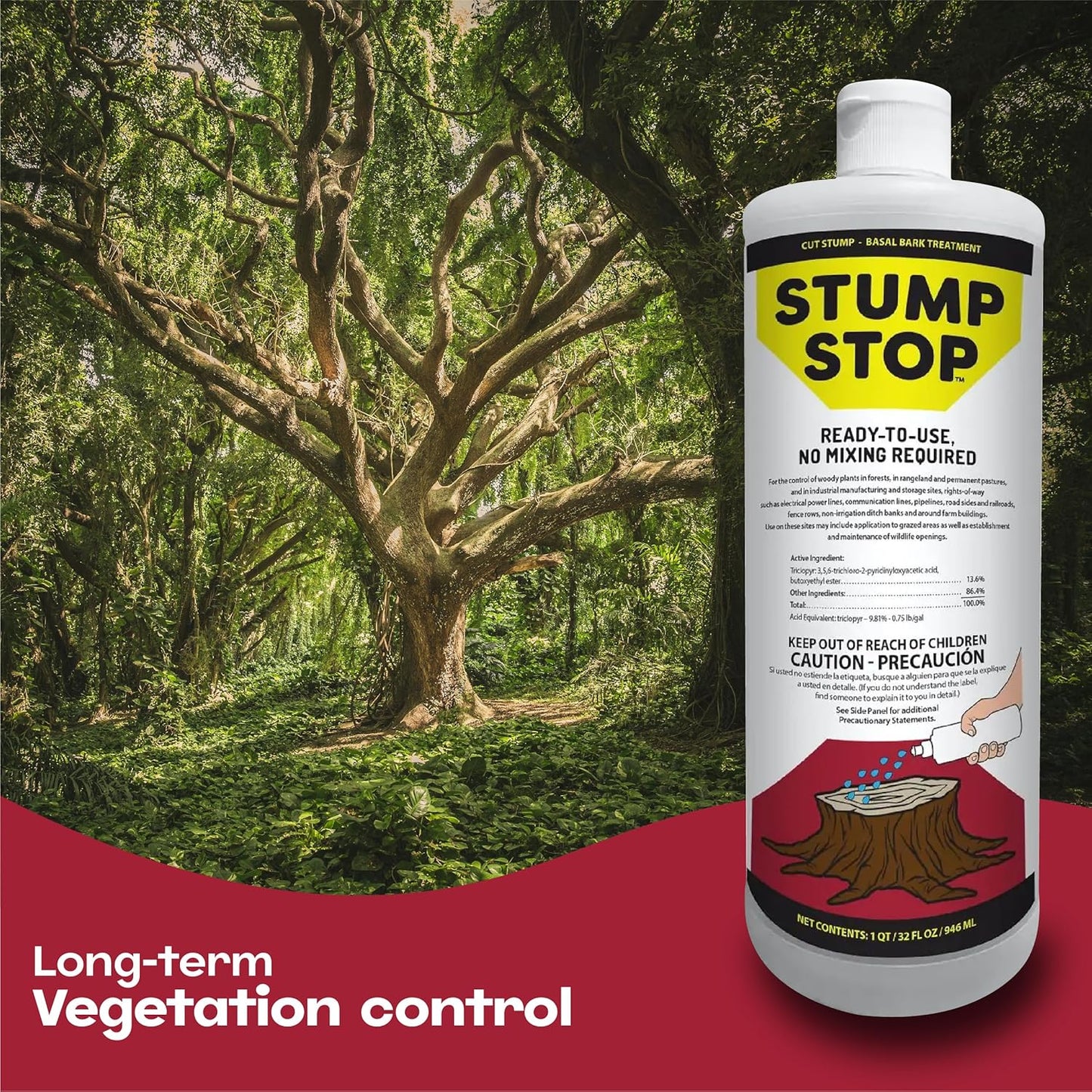 Stump Stop | Ready-to-Use Stump Killer - 32 Fl. Oz - Effective Tree & Bush Control - Ideal for Forests & Pastures