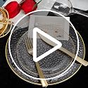 Hioasis Clear Gold Disposable Plates - 350 Pcs Wedding & Party Tableware