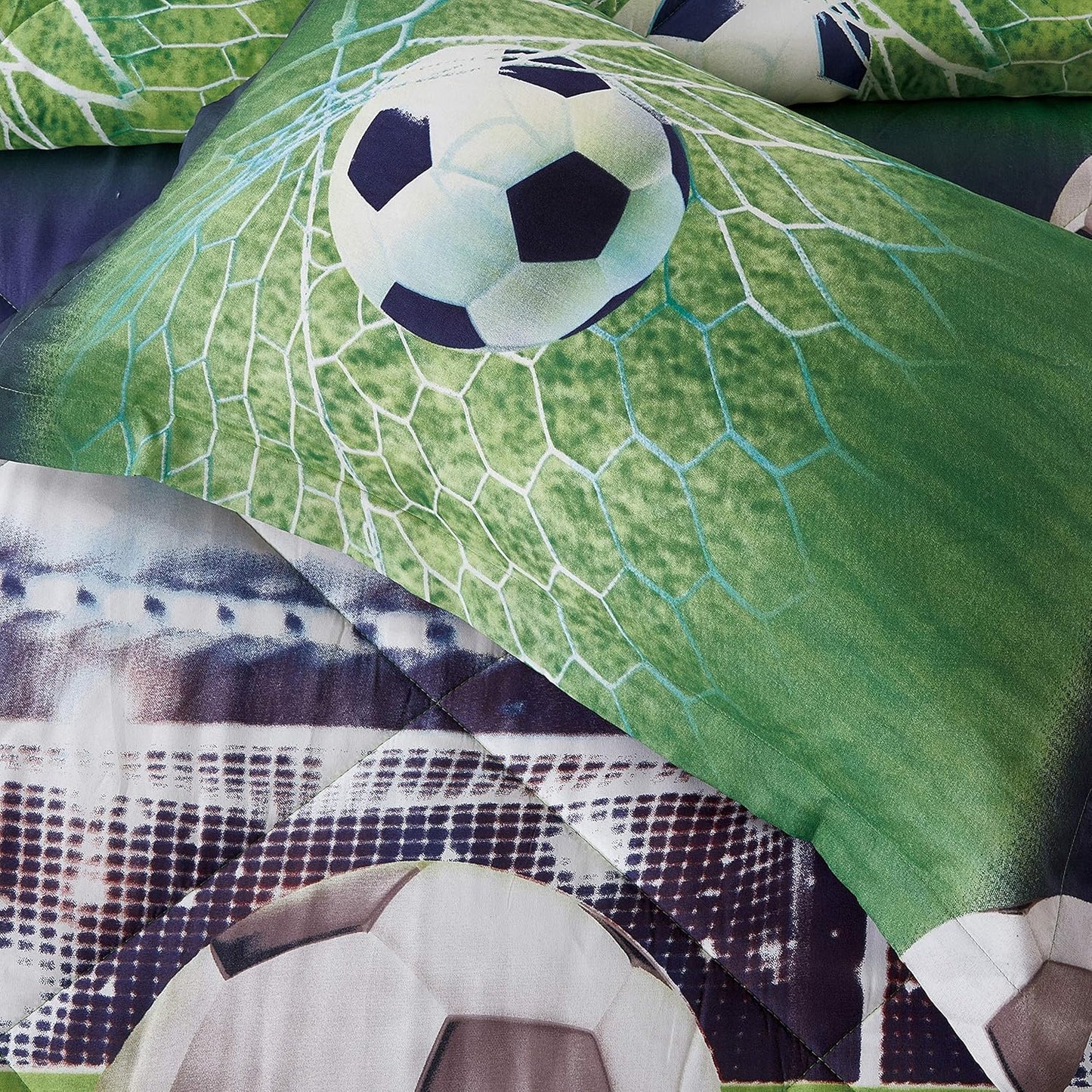 ENJOHOS Full Size Comforter Set for Boys, 3 Piece Soccer Bedding Set for All Season, Lightweight Soft Microfiber Sports Comforter with 2 Pillow Cases
