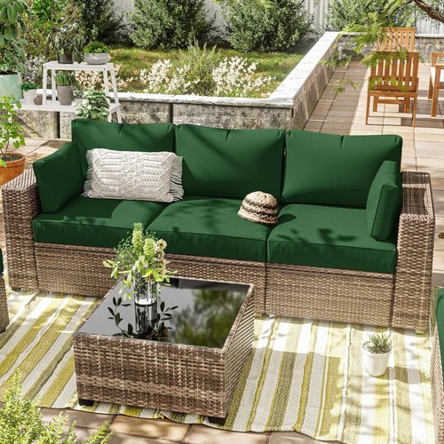 8p Outdoor Cushion Slipcovers - Waterproof Replacement Covers for 3-Seat Rattan Sofa | Patio Furniture