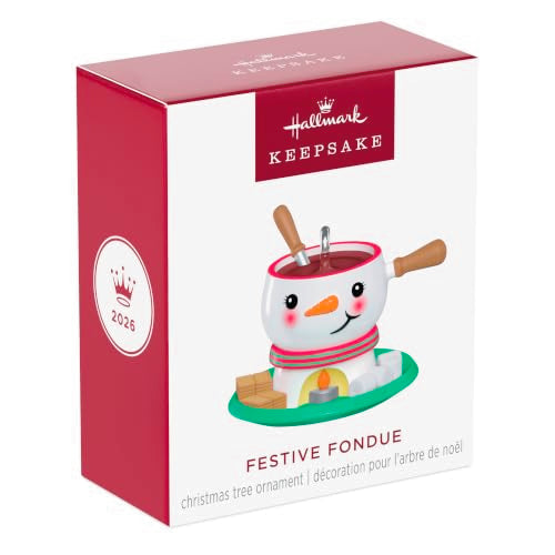 Hallmark Keepsake Mini Christmas Ornament Festive Fondue 2026 Snowman Holiday Decor