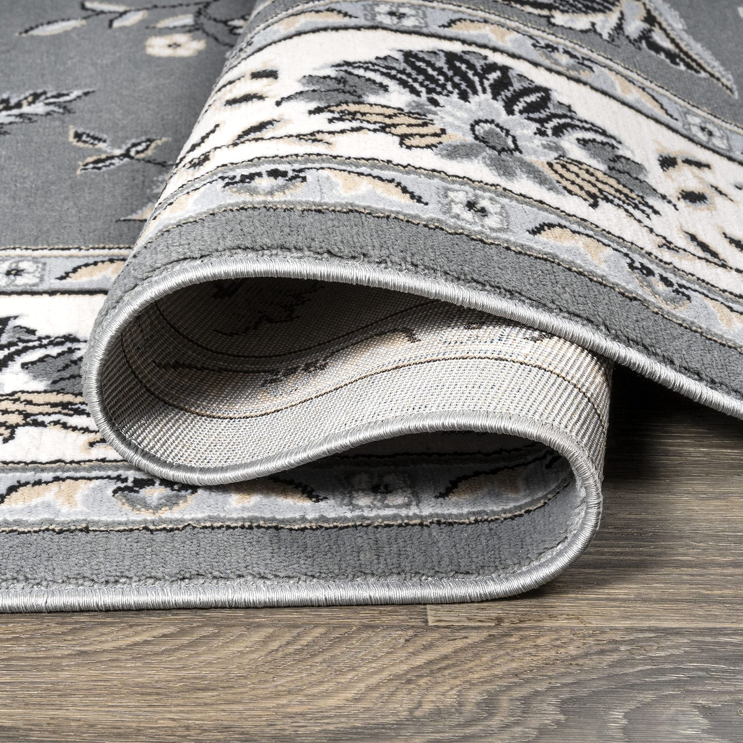 JONATHAN Y MDP505B-5 Cherie French Cottage Indoor Area-Rug, Vintage, Bohemian, Transitional Easy-Cleaning,Bedroom,Kitchen,Living Room,Non Shedding, Gray/Cream, 5 X 8