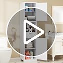 Tall Bathroom Storage Cabinet with 6 Adjustable Shelves - Black, 1 Drawer - Walsunny