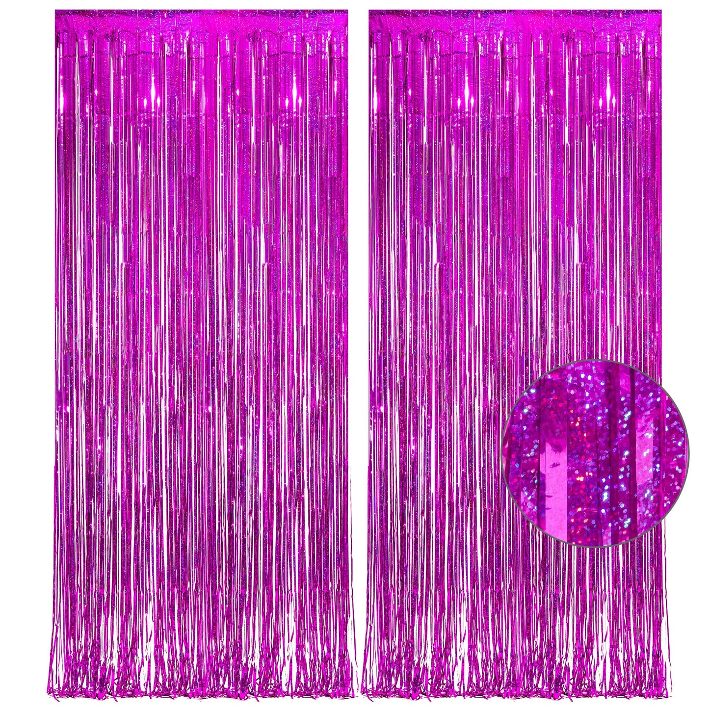 Magenta Tinsel Curtain Party Backdrop - GREATRIL Foil Fringe Curtain Photo Booth Streamers for Bachelorette Party Engagement Bridal Shower 2 PCS