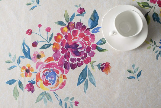 Maison d' Hermine Table Cloth Rectangle Table 100% Cotton 60 x 90 Inches Tablecloth Reusable Decorative for Dining Kitchen Room Farmhouse Home Gifts for Mothers Day Spring Summer - Rose Garden