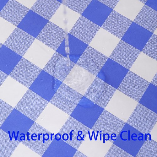 Heavy Duty Vinyl Tablecloth with Flannel Backing Waterproof Oil-Proof Plastic Table Cloth Stain-Resistant Wipeable Rectangle or Square Table Cover for Indoor and Outdoor (Blue Checkered, 52x70 Inch)
