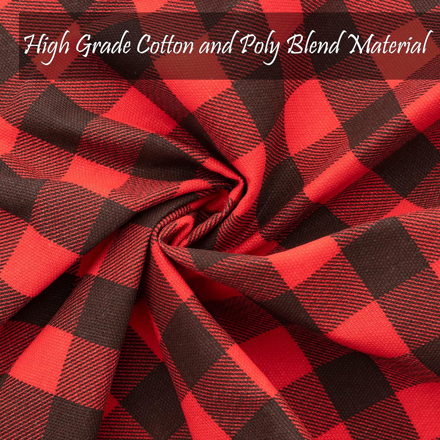 PERLLI Kitchen Cloth Napkins - Buffalo Plaid Red & Black - 100% Cotton, 18x18 Inches | 12 Pack, Washable & Reusable for Holiday Decor