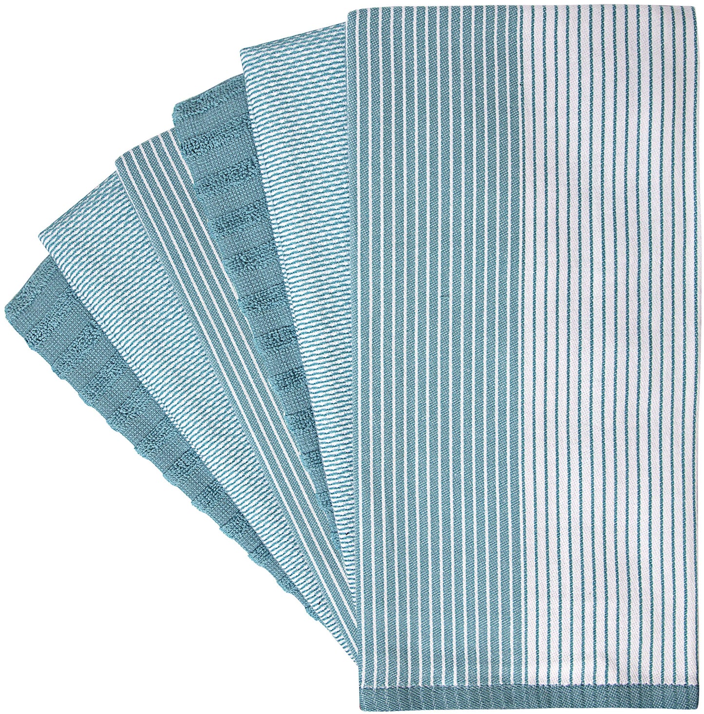 Premium Kitchen Towels (20”x 28”, 6 Pack) | Large Cotton Dish Towels | Flat & Terry Highly Absorbent Kitchen Linen Set with Hanging Loop | Aqua