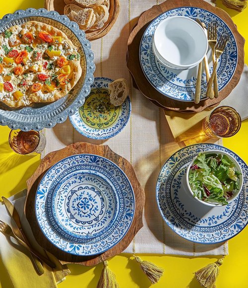 Corelle Vitrelle 6-Piece Appetizer Plates Set - Triple Layer Glass, Chip Resistant | 6-3/4-Inch Round, Portofino