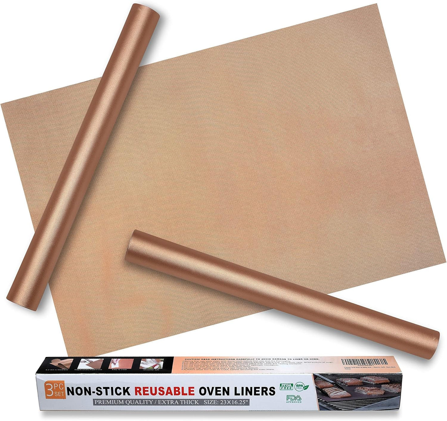 Skiennix Oven Liners - Non-Stick Reusable Heavy-Duty Oven Mats | 3-Pack, Heat Resistant up to 500°F