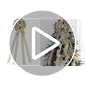 Champagne Gold Christmas Tree Topper Bow 13x45 in - HUIHUANG (Blue & White Variant) - Large Wire Ribbon 3-Design
