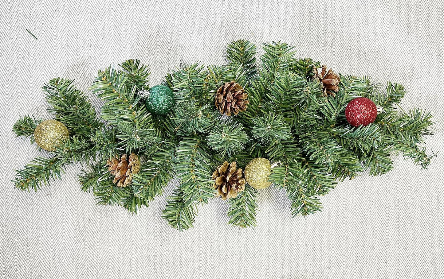 Faux Christmas Swag with Pine Cones - 32" Holiday Door Decor for Indoor/Outdoor Use
