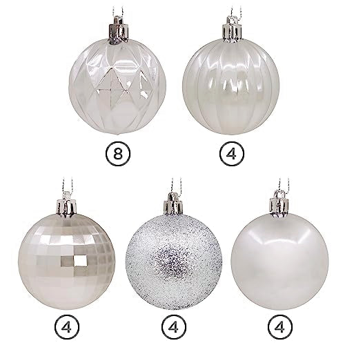 Hallmark 24-Pack Silver Christmas Ornaments Ball Set