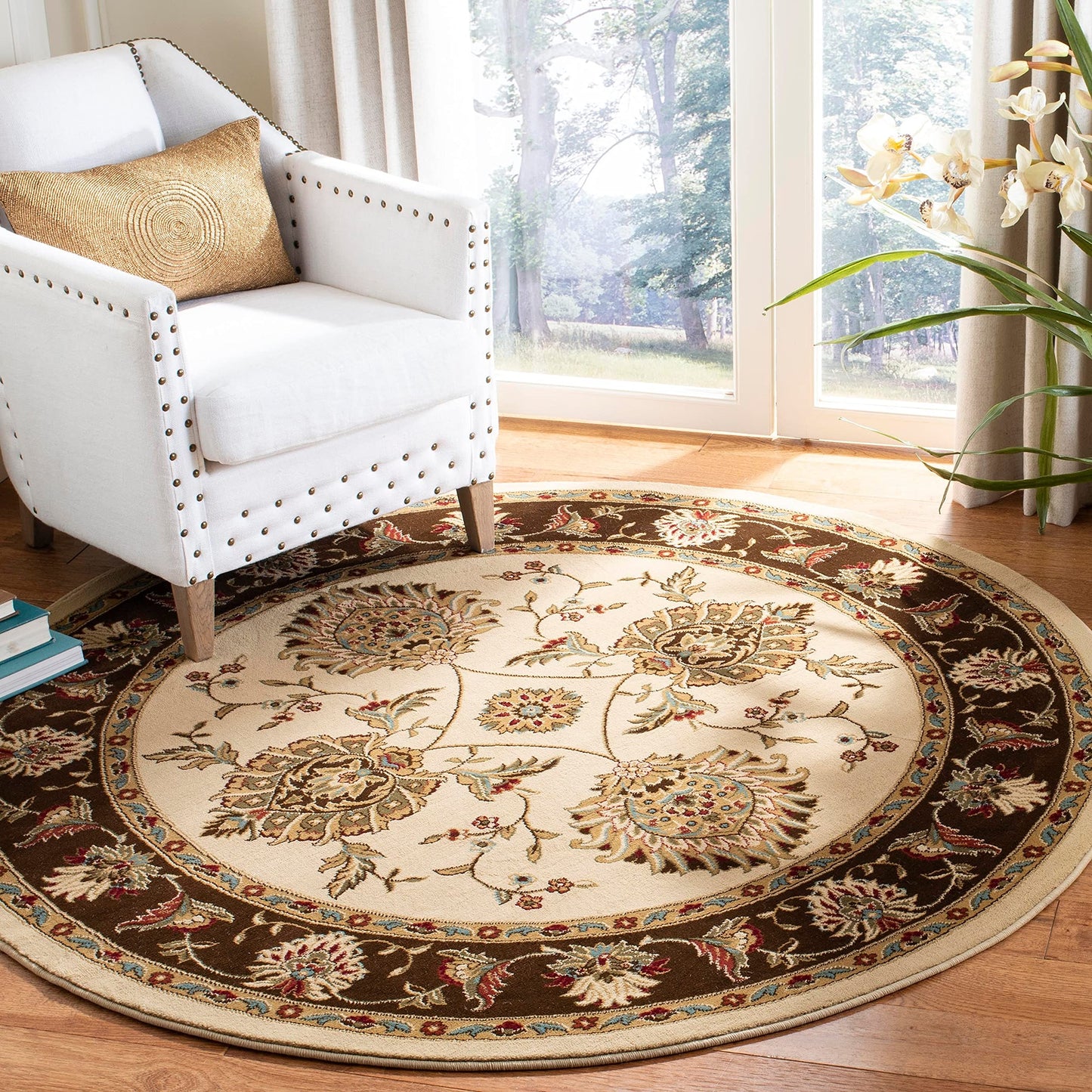 SAFAVIEH Lyndhurst Collection Accent Rug - 3'3" x 5'3", Black & Ivory, Oriental Design, Non-Shedding & Easy Care, Ideal for High Traffic Areas in Entryway, Living Room, Bedroom (LNH555-9012)