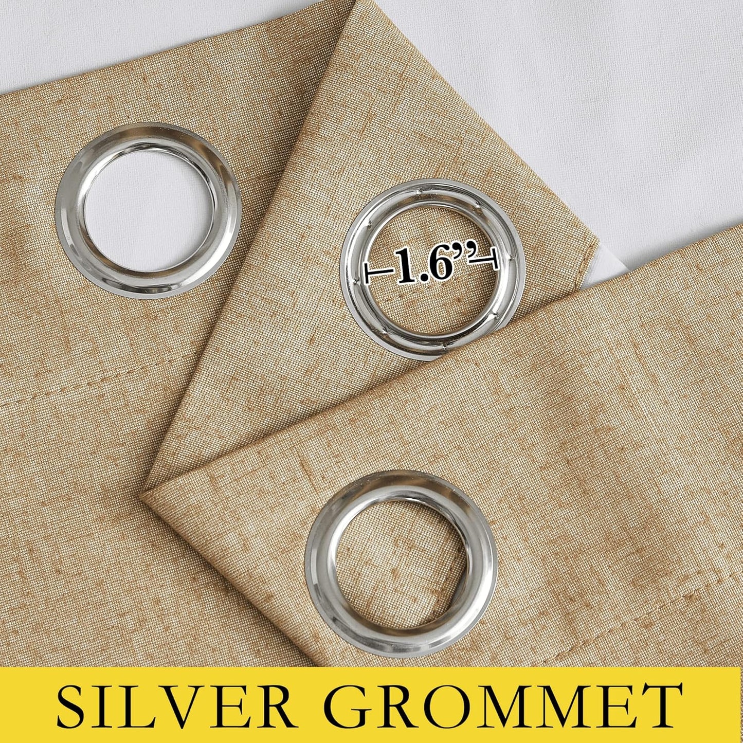 NICETOWN Blackout Linen Curtains - Thermal Insulated White Liner, Camel, 42" x 63", 2 Pieces | Bedroom & Kids Room Drapes