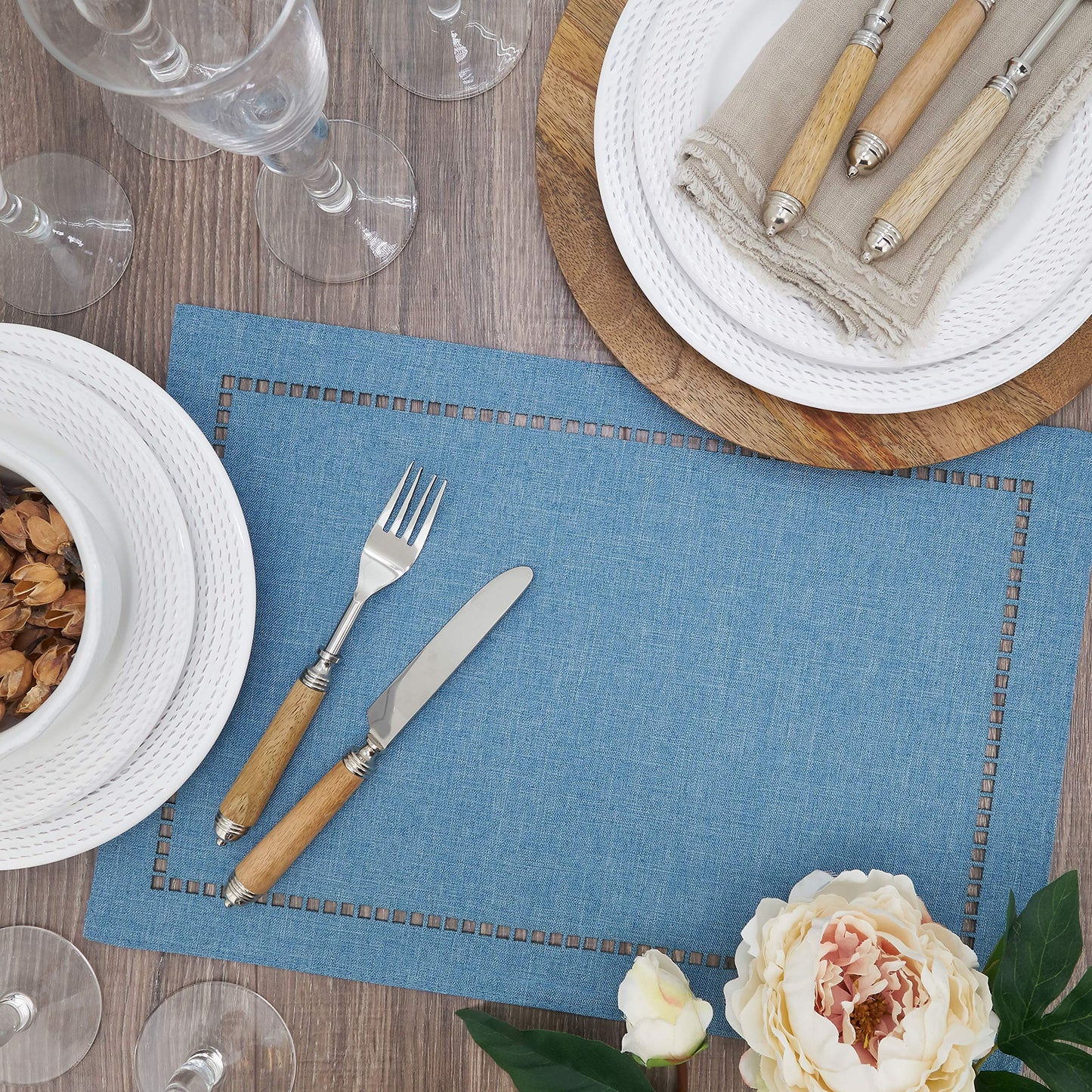 Laser-Cut Hemstitch Placemats (Set of 4)