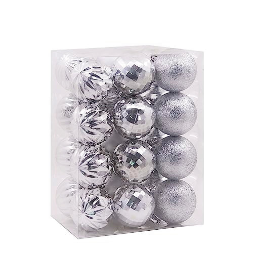 Hallmark 24-Pack Silver Christmas Ornaments Ball Set