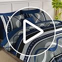King Size Comforter Set Navy Blue Boho Bed in a Bag - Patchwork Design