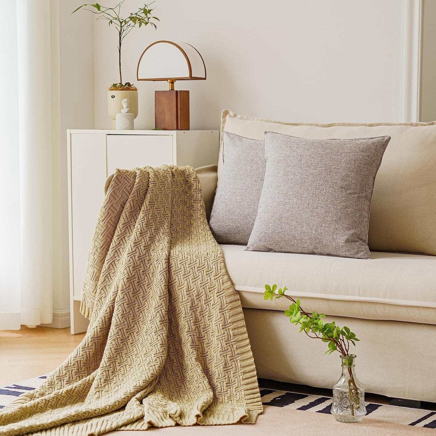NiNi Outdoor Waterproof Throw Pillow Covers - Set of 2 Decorative Grey Cushion Cases | 12x12 Inch for Patio & Garden