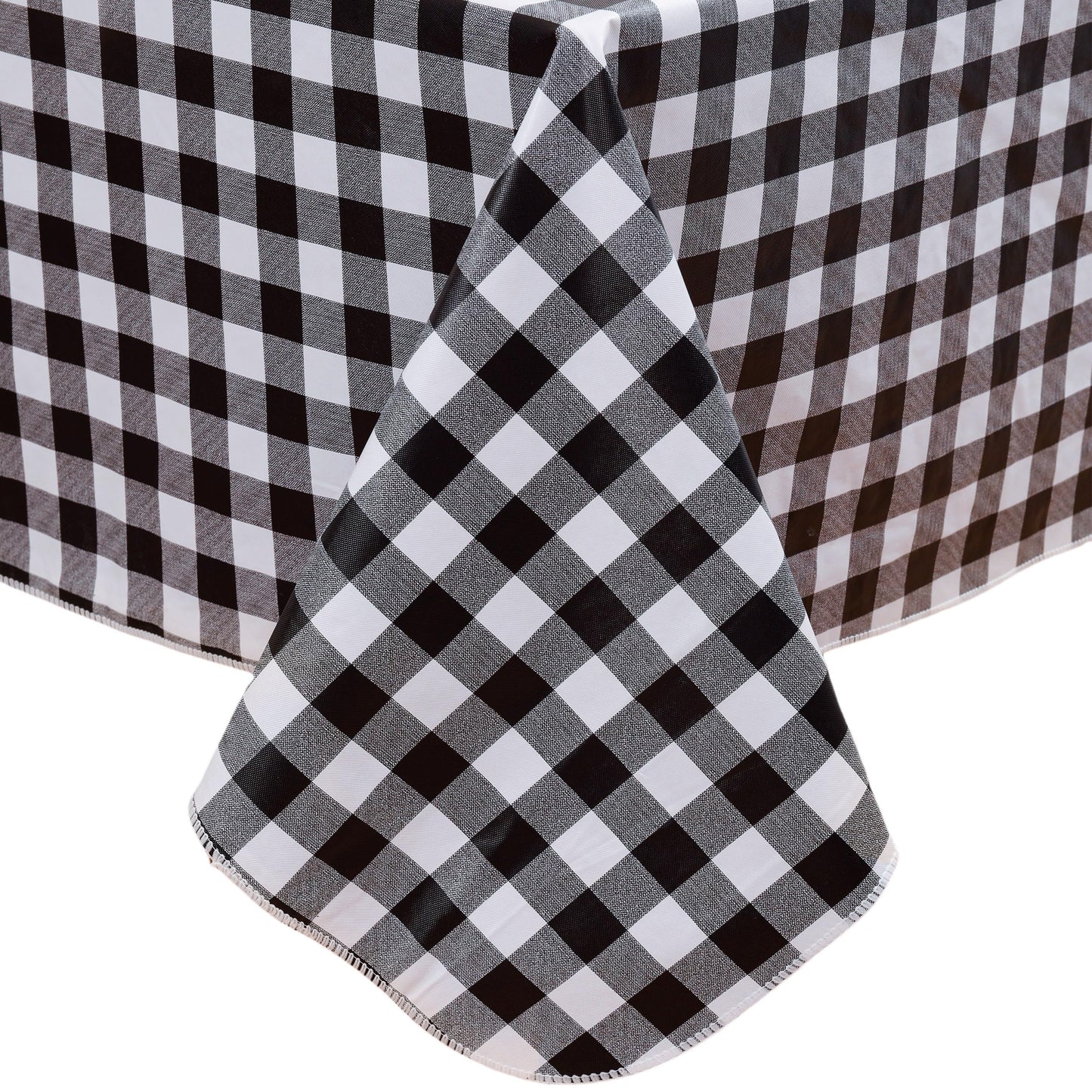 Heavy Duty Vinyl Tablecloth with Flannel Backing Waterproof Oil-Proof Plastic Table Cloth Stain-Resistant Wipeable Rectangle or Square Table Cover for Indoor and Outdoor (Black Checkered, 60x102 Inch)