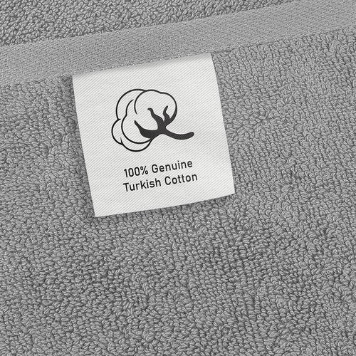 Cotton Paradise 100% Cotton Turkish Washcloth Set - Soft Absorbent 4-Piece Towels in Light Gray