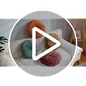 Kathfly Velvet Pleated Round Throw Pillows - Pumpkin Style, 4 Colors, 14x14 Inches - Orange, Yellow, Pink, Green