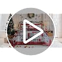 Christmas 7-Piece King Comforter Set with Red Gray Plaid Deer Snowflake - Bed in a Bag