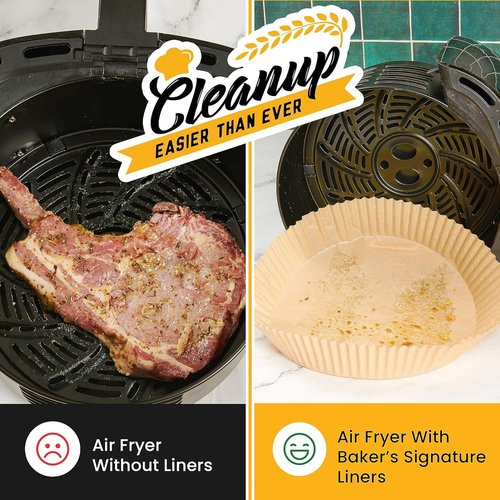 Baker's Signature 250 Pcs Air Fryer Liners - Non-Stick, Oil Proof, 8 Inch for 5-8 Qt Baskets
