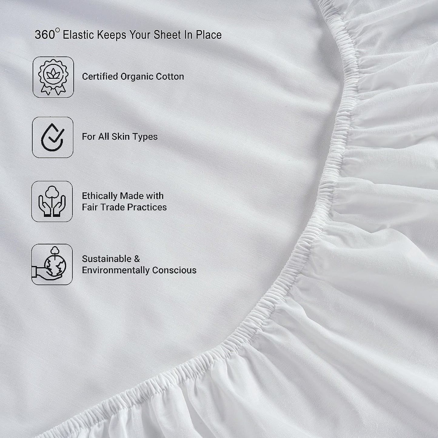 LANE LINEN 100% Organic Cotton King Sheet Set - Breathable Luxury Bedding, 4-Piece White Set with 15" Deep Pockets