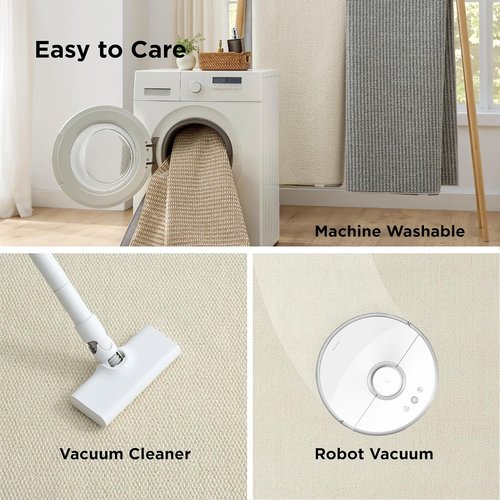 Bedsure 5x7 Faux Wool Area Rug - Machine Washable, Non-Slip, Pet Friendly - Cream for Living Room & Bedroom