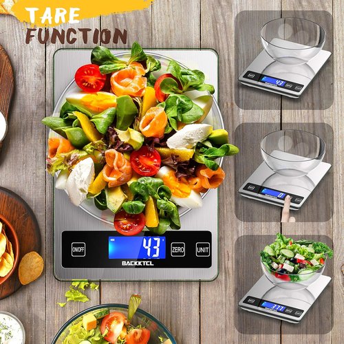 Cooking Master 22lb Digital Kitchen Scale - Precise 1g/0.1oz Graduation, Stainless Steel & Glass Finish