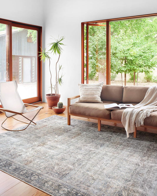 Loloi Wynter Collection WYN-07 Grey/Charcoal 2'-6" x 9'-6" Runner Rug, .13" Thick, Area Rug, Soft, Durable, Printed, Vintage Inspired, Low Pile, Non-Shedding, Easy Clean, Living Room Rug