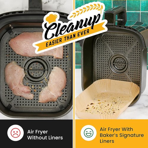Baker's Signature Air Fryer Liners - 125 Pcs Non-Stick Parchment Paper for Ninja Foodi & Instant Pot Vortex Plus