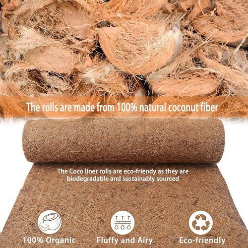 Coco Liner Roll - Natural Coconut Fiber for Planters | 16x120 Inch, Reptile-Friendly Garden Decoration