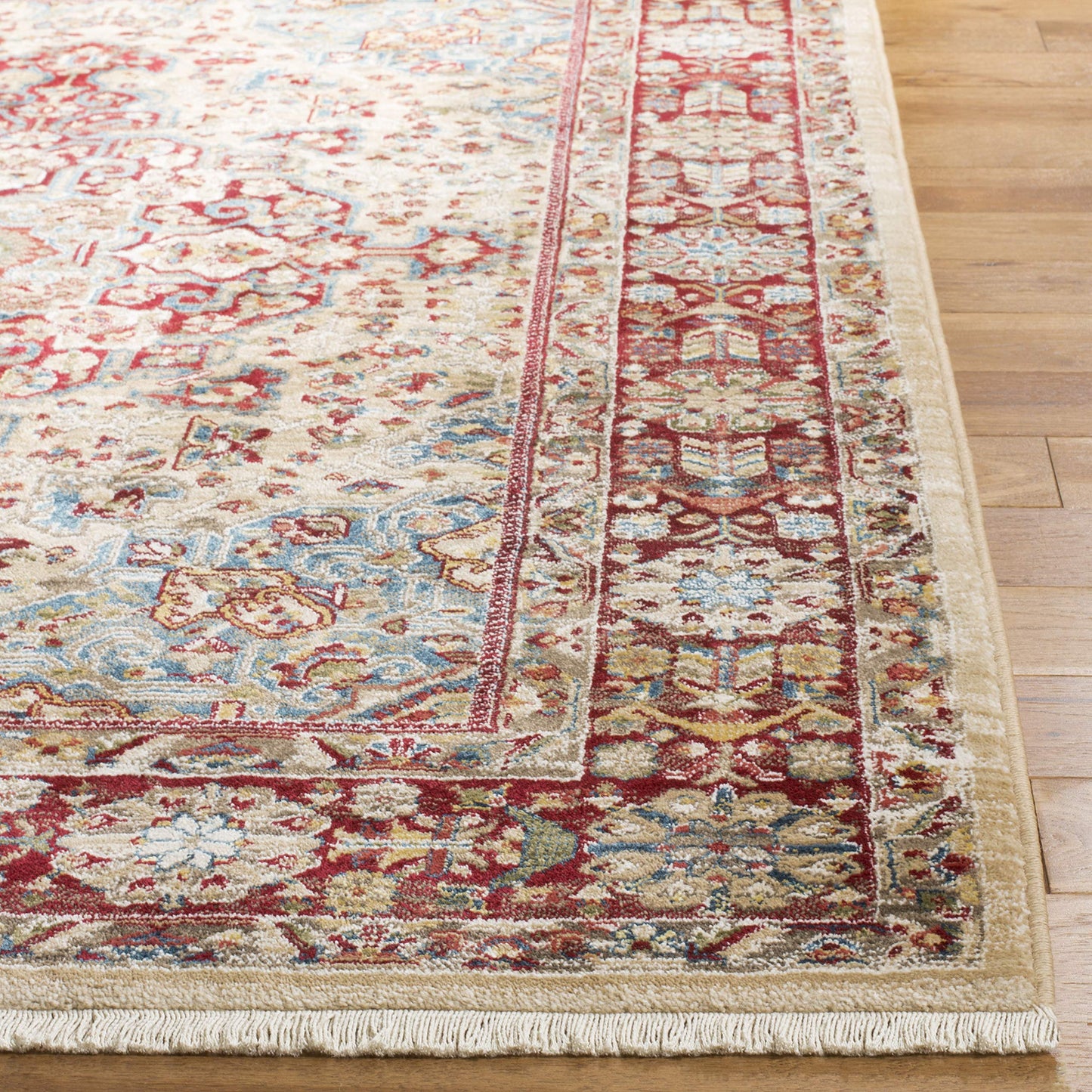SAFAVIEH Kashan Collection Runner Rug - 2'6" x 8', Ivory & Red, Traditional Oriental Design, Non-Shedding & Easy Care, Ideal for High Traffic Areas in Living Room, Bedroom (KSN305K)